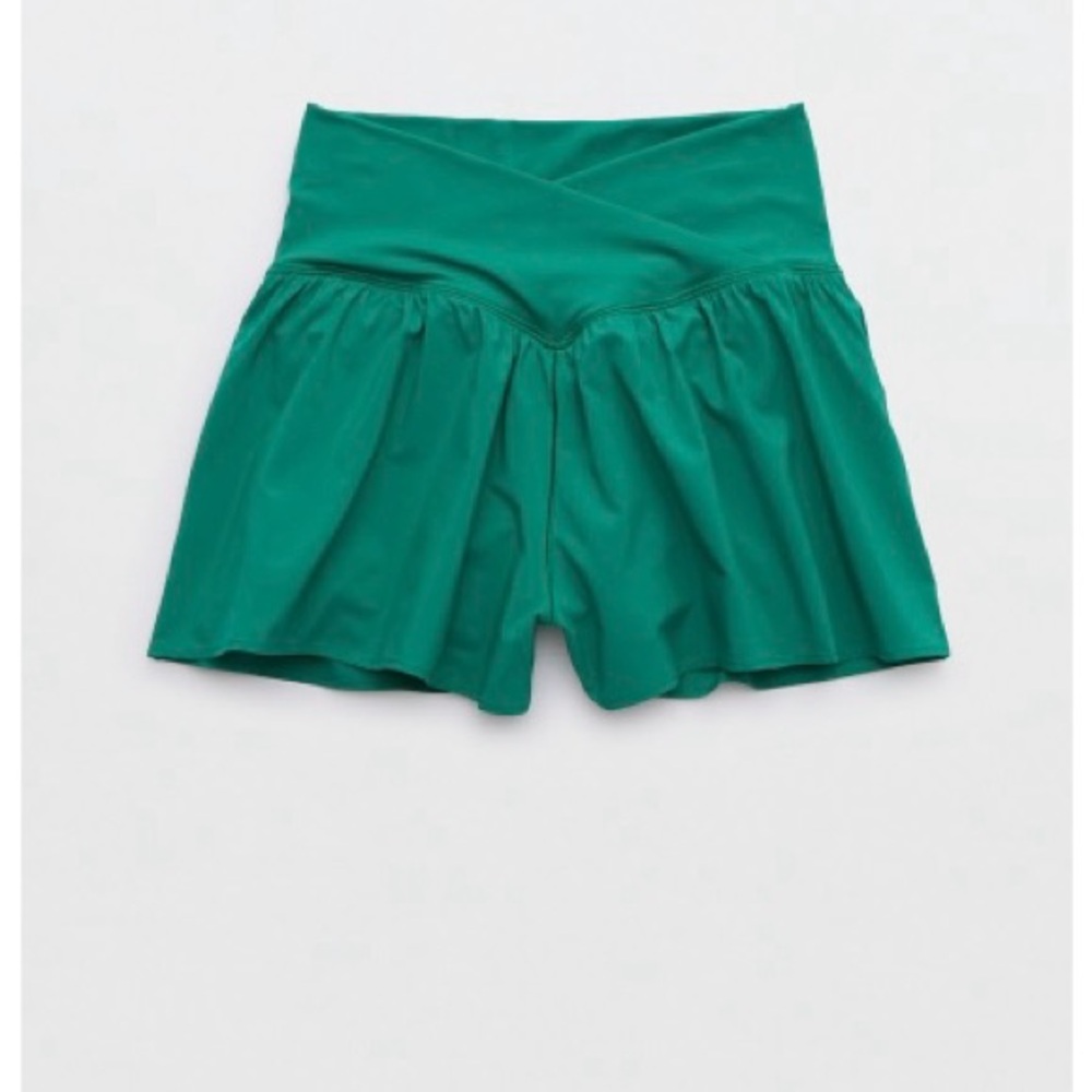 Aerie Green Athletic Shorts High-Waisted Design